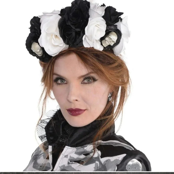 Halloween Skeleton Skull Headband Veil, Stencil Kit, Eye Mask Pack of 5 - Picture 3 of 6